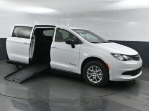 White Chrysler Voyager with BraunAbility Side Entry Manual Fold Out conversion