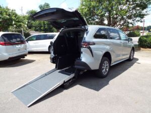 Silver Toyota Sienna with Driverge Rear Entry Manual Fold Out conversion
