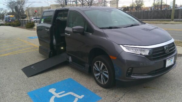 Grey Honda Odyssey with Vantage Mobility Side Entry Automatic In Floor conversion