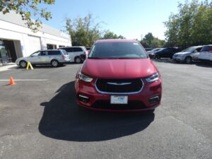 Red Chrysler Pacifica with Driverge Side Entry Automatic Fold Out conversion