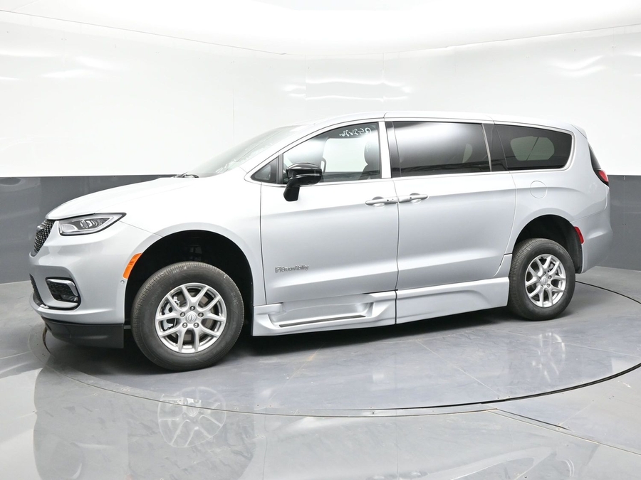 Silver Chrysler Pacifica with BraunAbility Side Entry Automatic Fold Out conversion