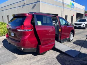Red Toyota Sienna with Vantage Mobility Side Entry Manual In Floor conversion