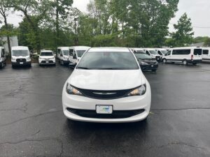White Chrysler Voyager with BraunAbility Rear Entry Manual Fold Out conversion