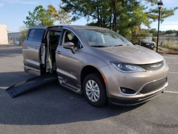 Silver Chrysler Pacifica with BraunAbility Side Entry Automatic Fold Out conversion