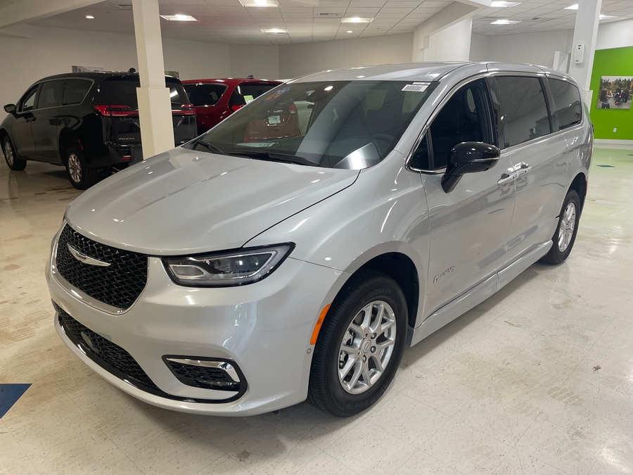 Silver Chrysler Pacifica with BraunAbility Side Entry Automatic Fold Out conversion