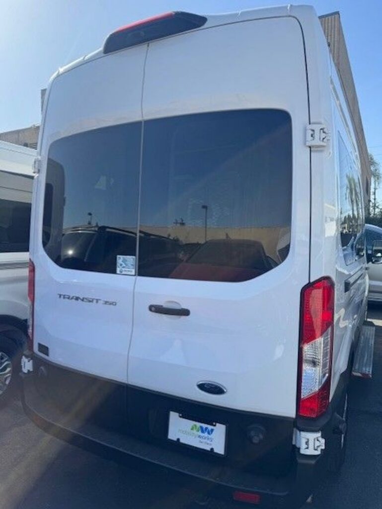 White Ford T350 with Other Rear Entry Automatic Fold Out conversion