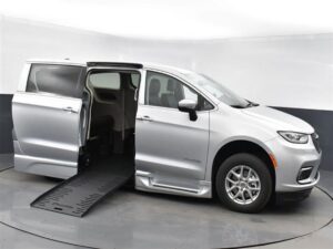Silver Chrysler Pacifica with BraunAbility Side Entry Automatic Fold Out conversion