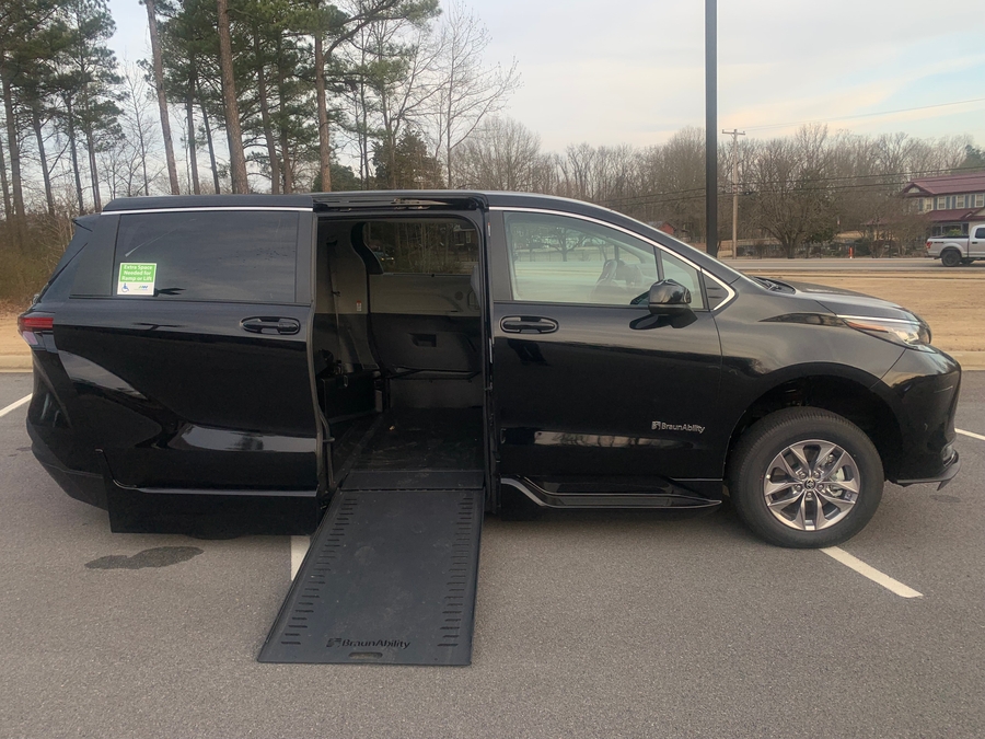 Black Toyota Sienna with BraunAbility Side Entry Automatic In Floor conversion