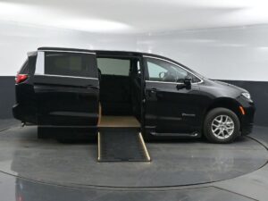 Black Chrysler Pacifica with BraunAbility Side Entry Automatic In Floor conversion