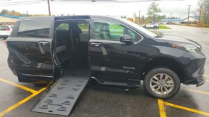 Black Toyota Sienna with BraunAbility Side Entry Automatic Fold Out conversion