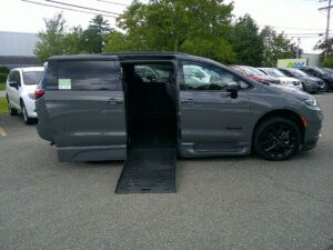 Grey Chrysler Pacifica with BraunAbility Side Entry Automatic Fold Out conversion