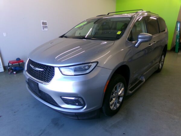 Silver Chrysler Pacifica with BraunAbility Side Entry Automatic Fold Out conversion