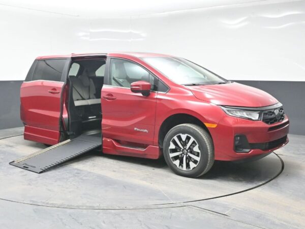 Red Honda Odyssey with BraunAbility Side Entry Automatic In Floor conversion