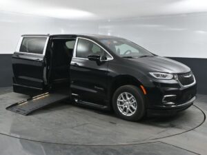 Black Chrysler Pacifica with BraunAbility Side Entry Automatic Fold Out conversion