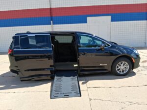 Black Chrysler Pacifica with BraunAbility Side Entry Automatic Fold Out conversion
