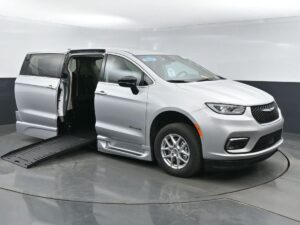 Silver Chrysler Pacifica with BraunAbility Side Entry Automatic Fold Out conversion