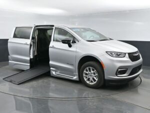 Silver Chrysler Pacifica with BraunAbility Side Entry Automatic In Floor conversion