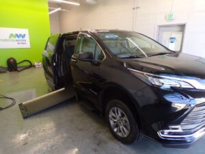 Black Toyota Sienna with BraunAbility Side Entry Automatic In Floor conversion