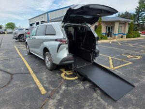 Celestial Silver Toyota Sienna with Driverge Rear Entry Manual Fold Out conversion