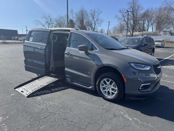 Grey Chrysler Pacifica with BraunAbility Side Entry Automatic Fold Out conversion
