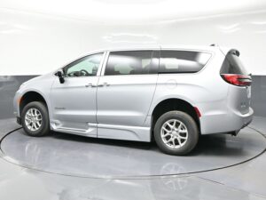 Silver Chrysler Pacifica with BraunAbility Side Entry Automatic Fold Out conversion