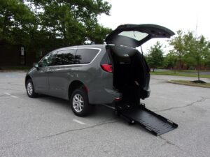 Grey Chrysler Pacifica with FR Conversions Rear Entry Manual Fold Out conversion