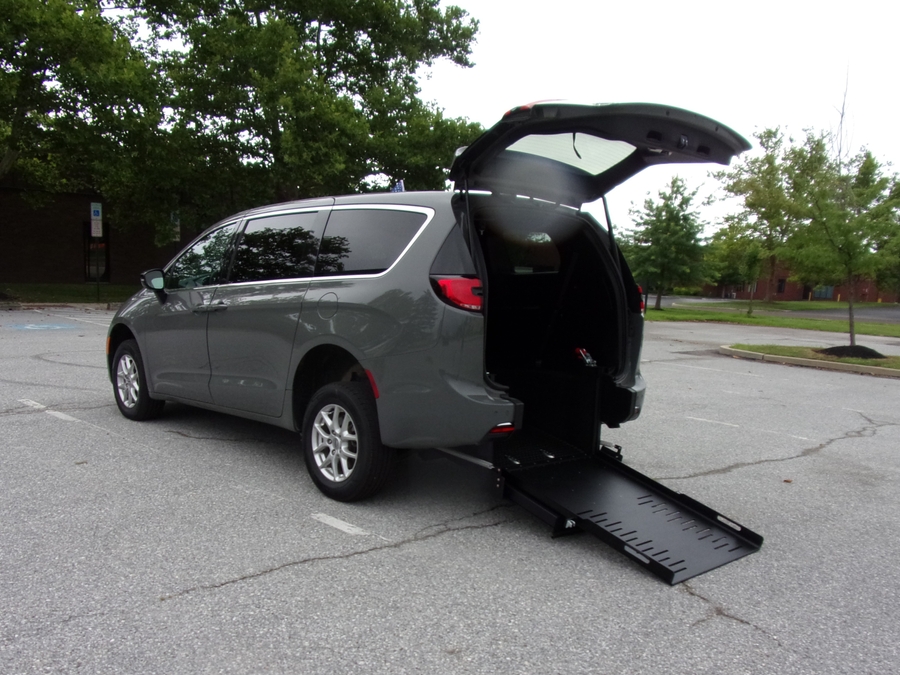 Grey Chrysler Pacifica with FR Conversions Rear Entry Manual Fold Out conversion