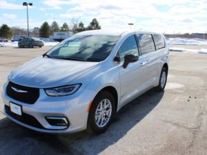 Silver Chrysler Pacifica with Driverge Side Entry Automatic Fold Out conversion