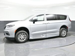 Silver Chrysler Pacifica with BraunAbility Side Entry Automatic Fold Out conversion