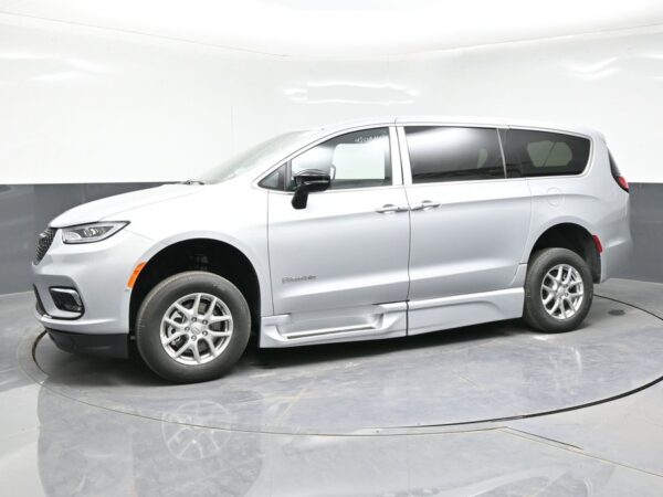 Silver Chrysler Pacifica with BraunAbility Side Entry Automatic Fold Out conversion