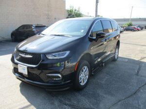 Black Chrysler Pacifica with BraunAbility Side Entry Automatic In Floor conversion