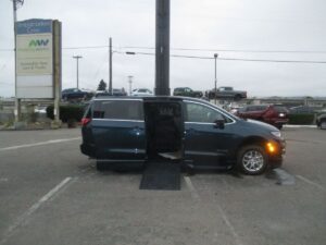 Blue Chrysler Pacifica with BraunAbility Side Entry Automatic Fold Out conversion