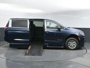 Blue Chrysler Pacifica with BraunAbility Side Entry Automatic Fold Out conversion