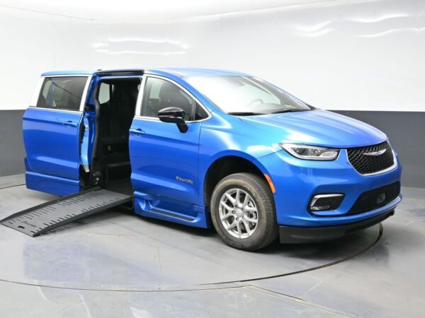 Blue Chrysler Pacifica with BraunAbility Side Entry Automatic Fold Out conversion