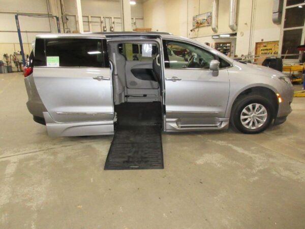 Silver Chrysler Pacifica with BraunAbility Side Entry Automatic Fold Out conversion