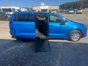 Blue Chrysler Pacifica with Driverge Side Entry Automatic Fold Out conversion