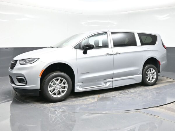 Silver Chrysler Pacifica with BraunAbility Side Entry Automatic Fold Out conversion