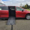 Red Chrysler Pacifica with BraunAbility Side Entry Manual Fold Out conversion