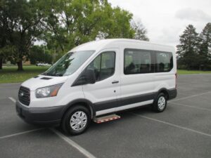White Ford Transit with Driverge Rear Entry Automatic Fold Out conversion
