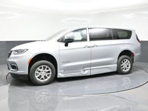 Silver Chrysler Pacifica with BraunAbility Side Entry Automatic Fold Out conversion