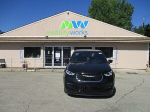Black Chrysler Pacifica with BraunAbility Side Entry Automatic Fold Out conversion