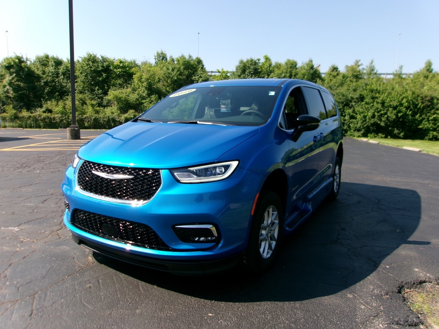 Blue Chrysler Pacifica with BraunAbility Side Entry Automatic In Floor conversion
