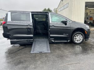 Black Chrysler Pacifica with BraunAbility Side Entry Automatic In Floor conversion