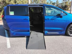 Blue Chrysler Pacifica with Vantage Mobility Side Entry Automatic In Floor conversion