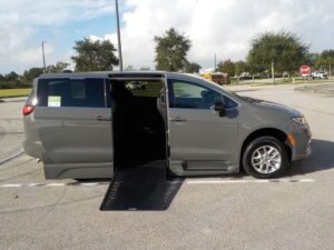 Grey Chrysler Pacifica with BraunAbility Side Entry Automatic In Floor conversion