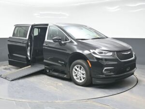 Black Chrysler Pacifica with BraunAbility Side Entry Automatic In Floor conversion
