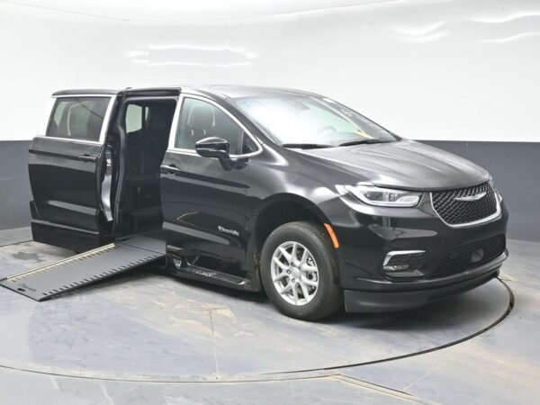 Black Chrysler Pacifica with BraunAbility Side Entry Automatic In Floor conversion