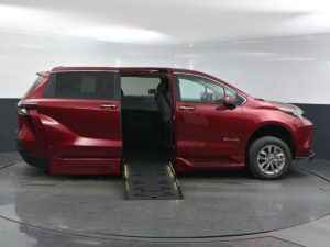 Red Toyota Sienna with BraunAbility Side Entry Automatic Fold Out conversion