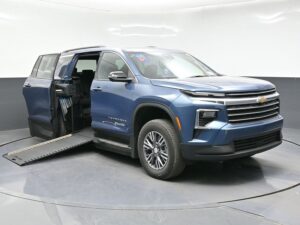 Blue Chevrolet Traverse with BraunAbility Side Entry Automatic In Floor conversion