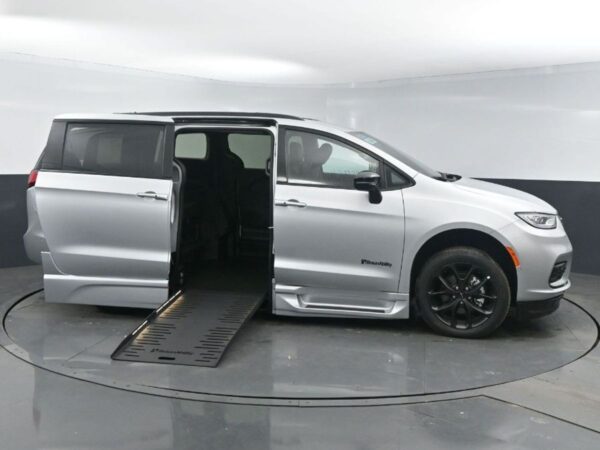 Silver Chrysler Pacifica with BraunAbility Side Entry Automatic Fold Out conversion